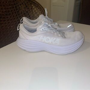 Hoka One One Bondi 8 White Running  Shoes Mens Size 10.5 D Preowned